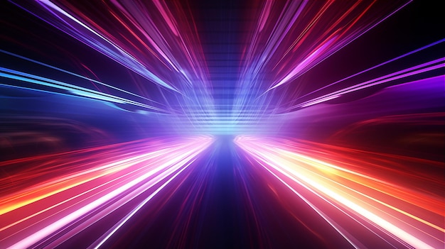 Neon light speed tunnel background Generative AI