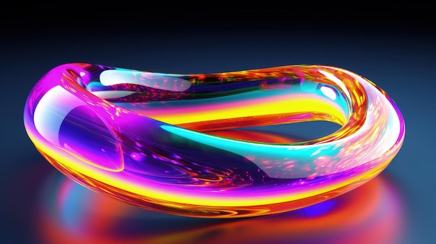 A neon light splashes colorful mobius strip infinity