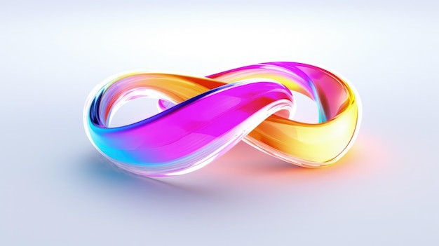 A neon light splashes colorful mobius strip infinity
