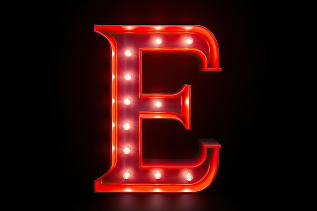 Neon light tube letter E