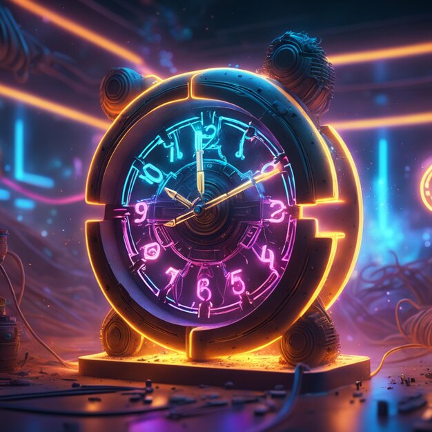 Premium AI Image Neon light watch is to display the time Neon