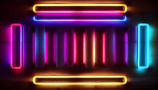 Neon light wood background texture