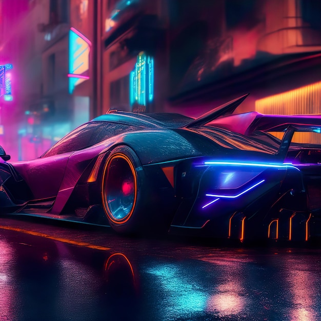 Neon Lighted Super Car