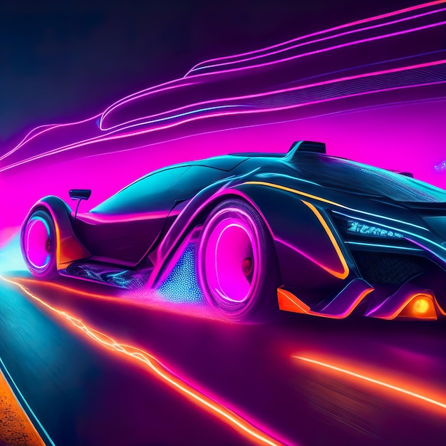 Neon Lighted Super Car