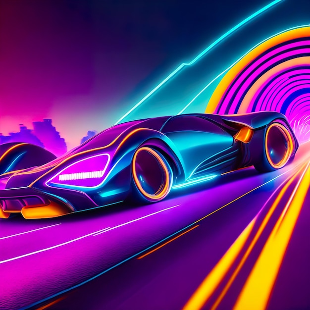 Neon Lighted Super Car