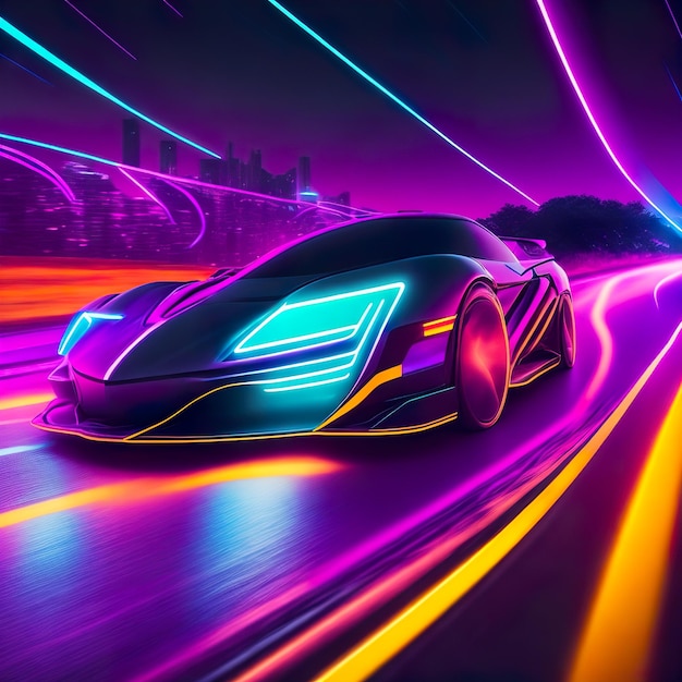 Neon lighted super car