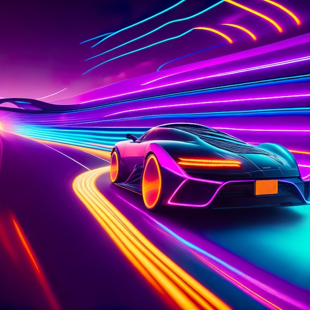 Neon lighted super car