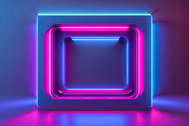 Neon lights in a blue and pink box