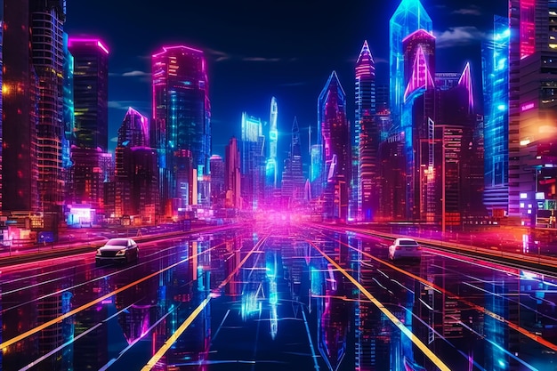 Photo neon lights in the city wallpapers