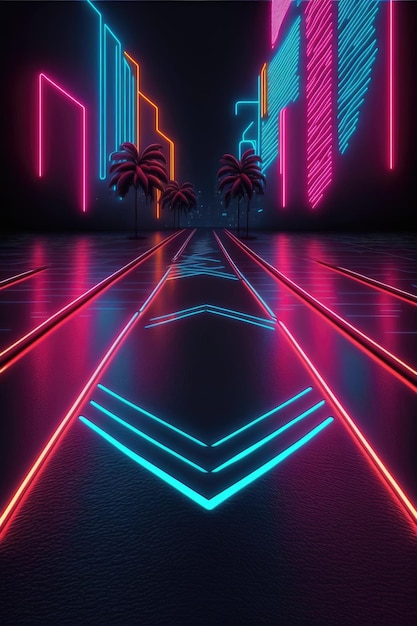 The neon lights of the city