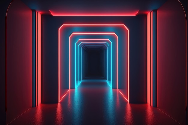 Neon lights in a dark room