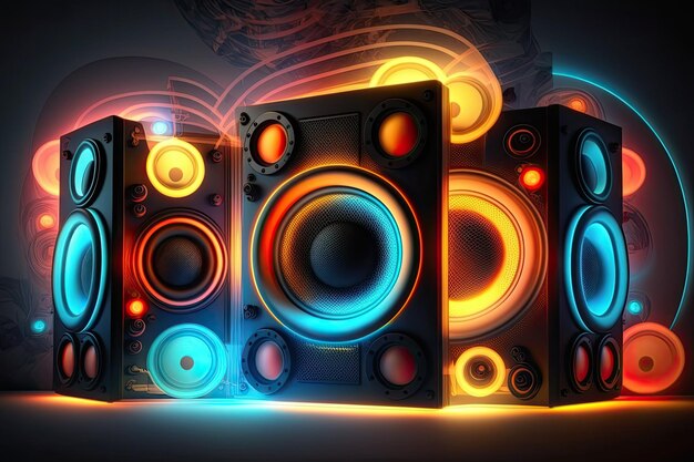 Neon lights and high fidelity stereo loudspeakers Information technology