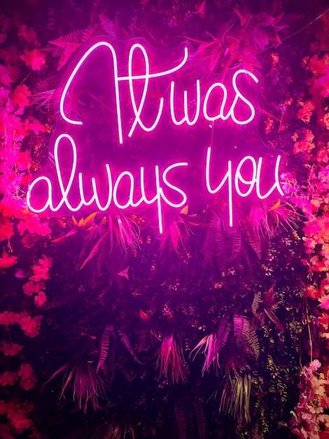 Photo neon lights romantic font