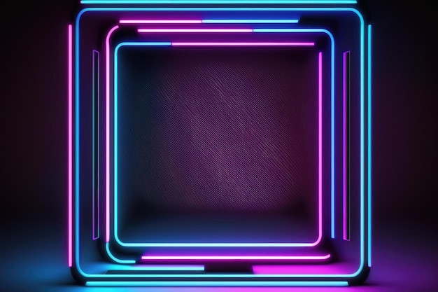 Neon lights in a square frame