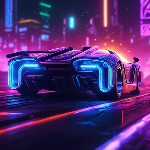 Photo neon lights and supercars are a match made in heaven the bright vibrant glow of neon perfectly com