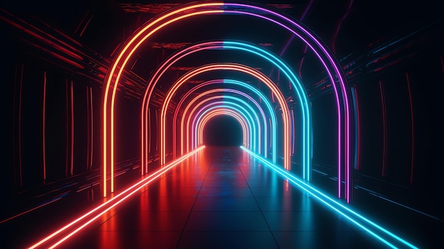 Neon lights in a tunnel, neon, light, light, neon, hd wallpaper