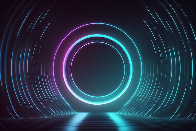 Neon lights in a tunnel wallpaper