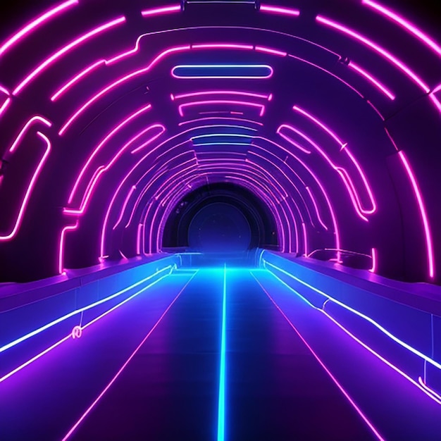 Neon line abstract light background