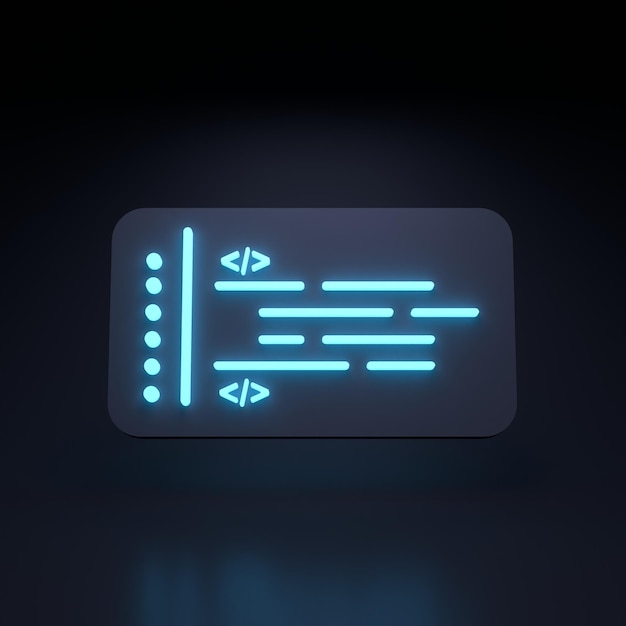 Photo neon line of code 3d render illustration