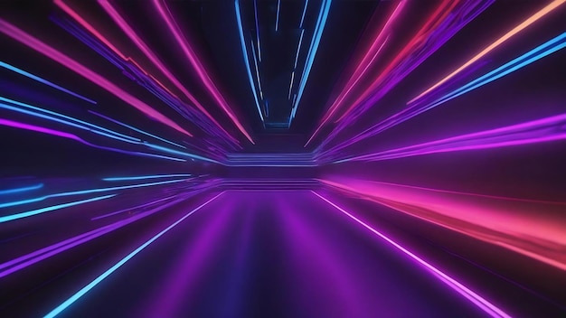 Neon linear background with blue and purple line