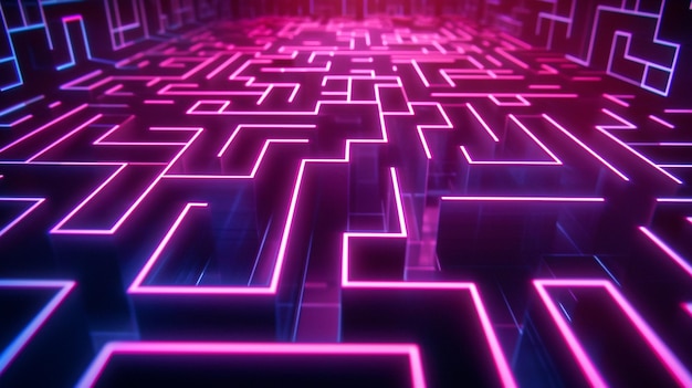 Neon Lines Forming A Mesmerizing Maze On A Dark And Scene Wallpaper