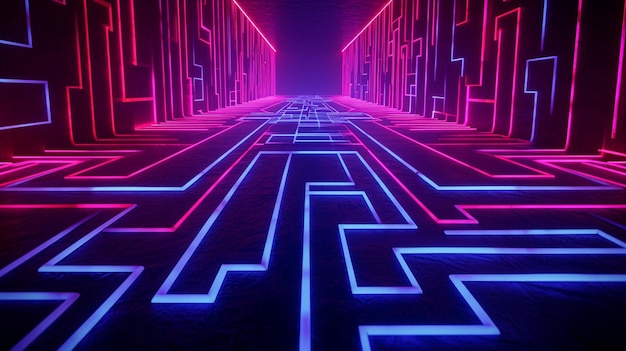 Neon Lines Merging Into A Mesmerizing Maze On A Dark Technology Wallpaper