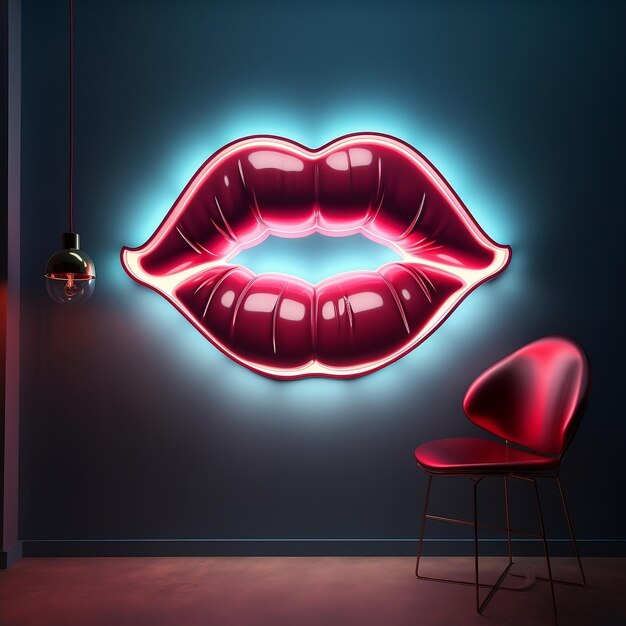 Neon Lips teken generatieve AI