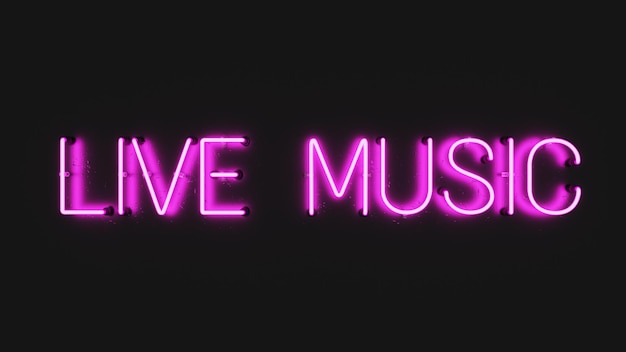 Segno di musica dal vivo al neon