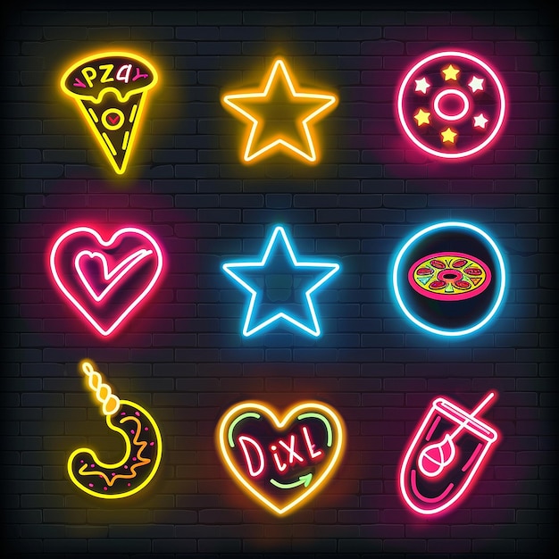 Photo neon love and stars