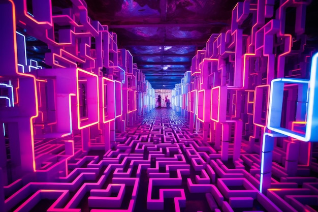 Foto neon luminary labyrinth carte da parati al neon fresche