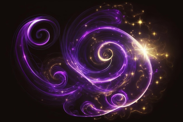 Neon magic swirl Ai Wind effect purple twirl with stars and sparkles