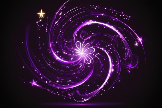 Neon magic swirl Ai Wind effect purple twirl with stars and sparkles