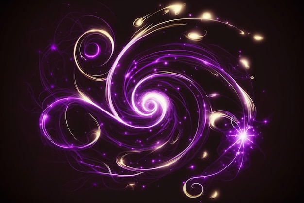 Neon magic swirl Ai Wind effect purple twirl with stars and sparkles