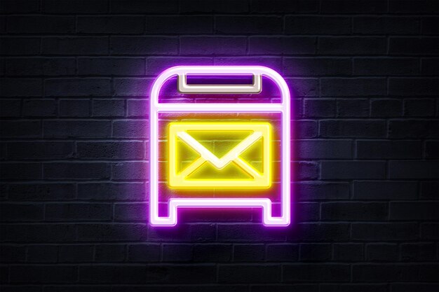 Neon Mail postbox on a brick wall