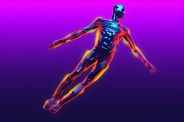 Neon man purple background