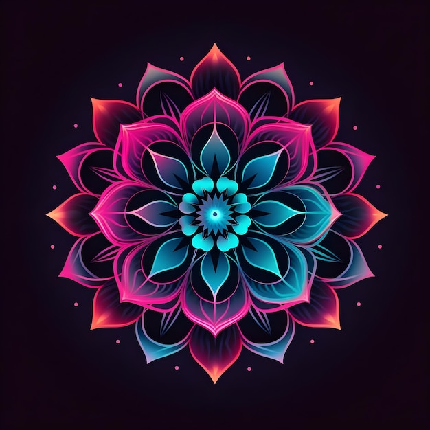 Neon Mandala Art Design met kleurrijk verloop