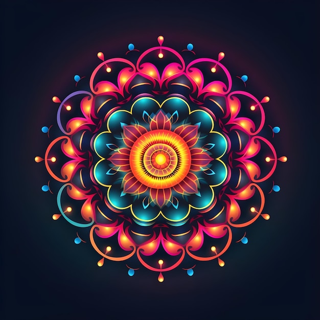 Neon Mandala Art Design met kleurrijk verloop