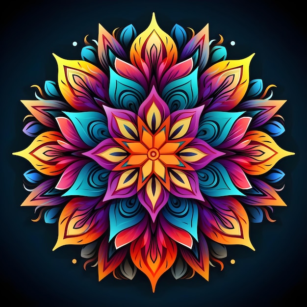 Neon Mandala Art Design met kleurrijke gradiënt