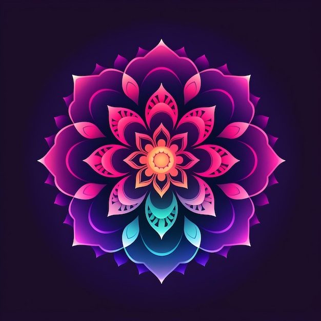 Neon Mandala Art Design with Colorful Gradient