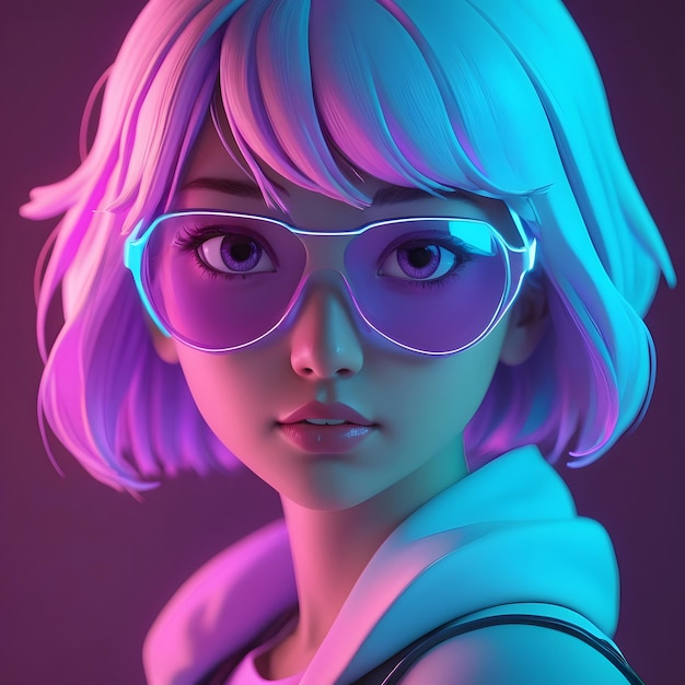 Neon meisje 3D