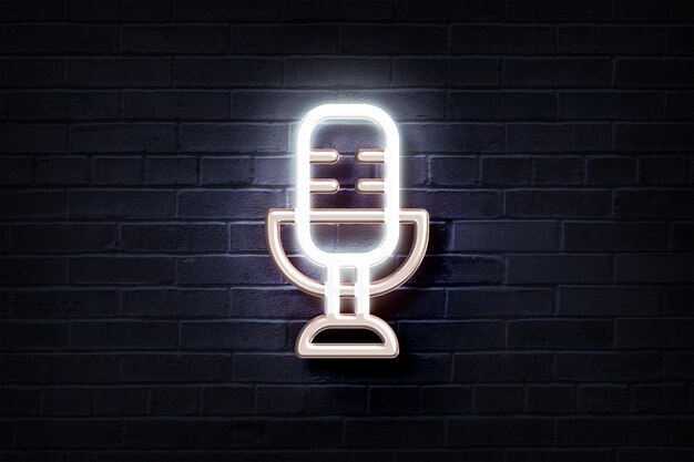 Neon Microphone on a brick wall