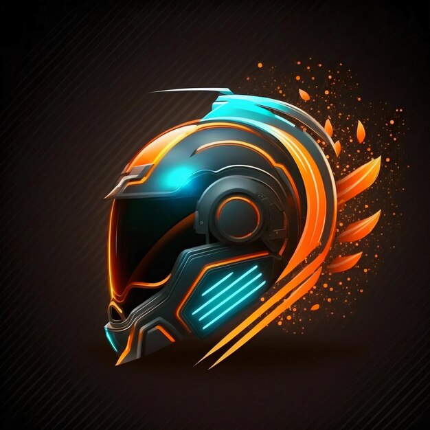 Premium Photo | Neon motorcycle helmet