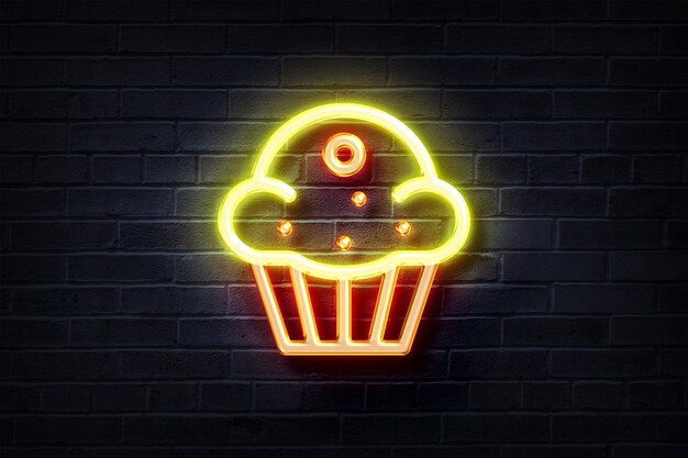 Neon Muffin on a brick wall