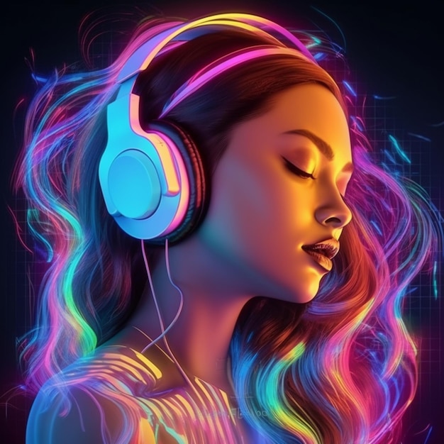 Neon music girl