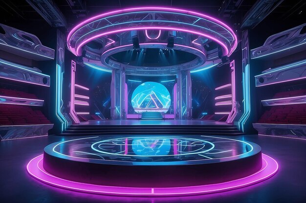 Neon Nexus Futuristic Vibes on CartoonStyle Stage