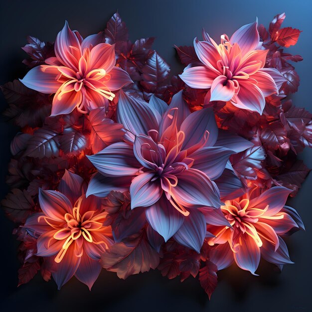 Photo neon night flowers039s background