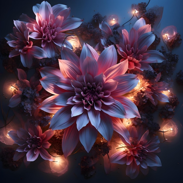 Foto lo sfondo di neon night flowers039s