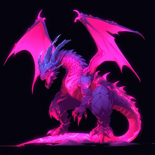 Neon Nightfall A Retro Dragon Adventure in Isometric Pixel Art Sprite