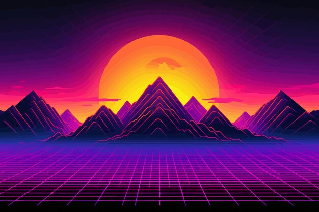 Neon nostalgia retro synthwave background setting the mood ai generated