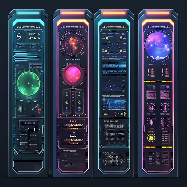 Foto neon panel designs e cyberpunk art trendsetting digital assets ti aspettano per migliorare le tue immagini